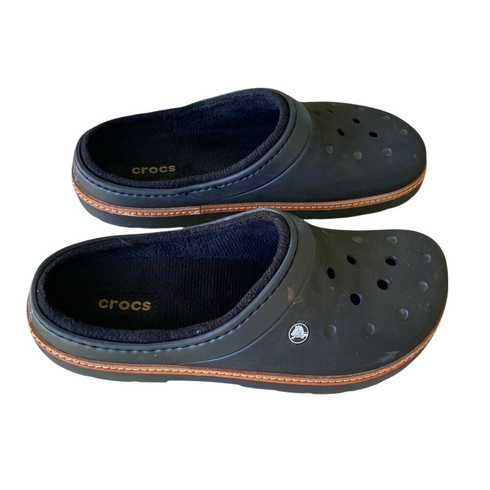 Crocs Men's Slip-ons Black Men Size 12 Strapless Faux Fur Comfortable Shoes